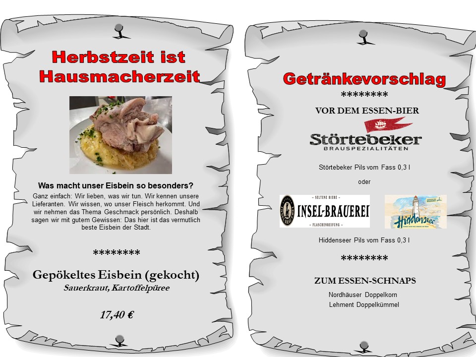 eisbein essen im strandhotel dranske